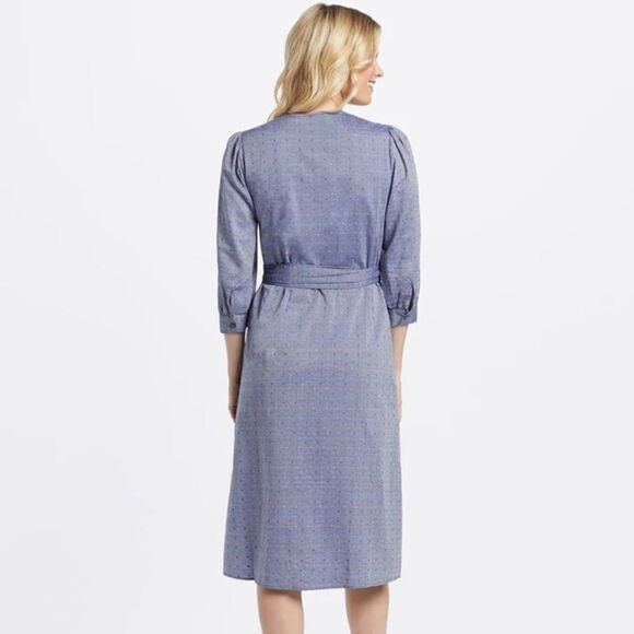 Draper James Embroidered Dot Chambray Wrap Dress 6 - Picture 4 of 14